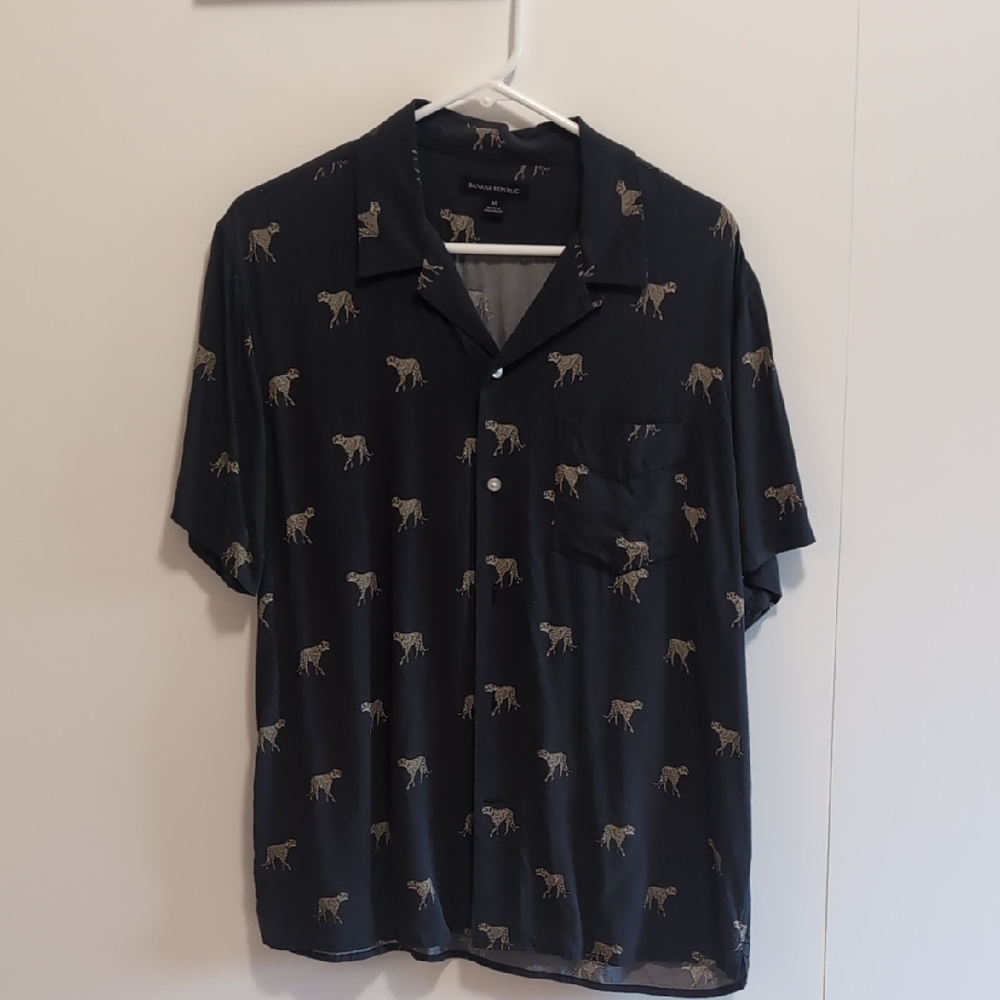 Banana Republic Navy Shirt with Leopard Print